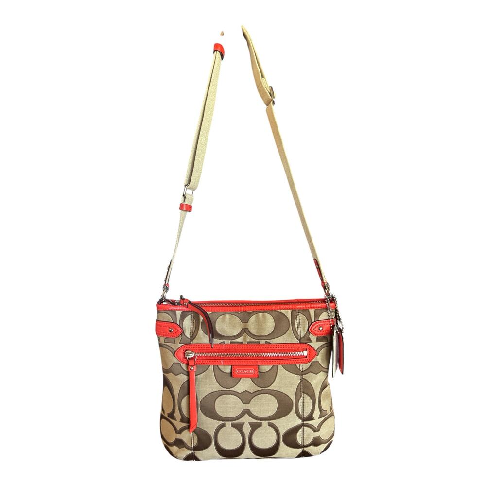 EUC Coach- Signature Crossbody Bag in Khaki and Orange